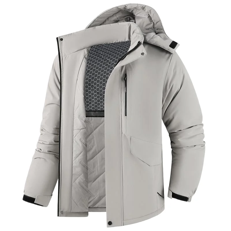 Winter Man Thicken Waterproof Outdoor Jacket Men Sport Windproof Detachable Hat Jackets Man Multi Pocket Work Safari Windbreaker