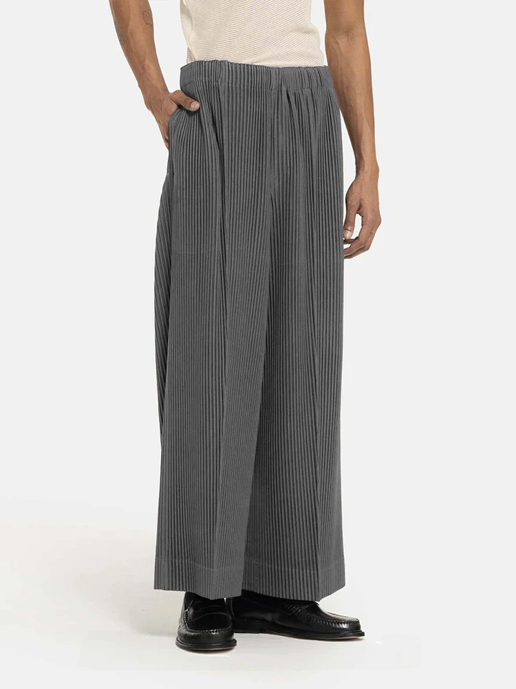 Miyake Men's Pleated Pants Wide Leg Loose Fit Fashion Trousers
