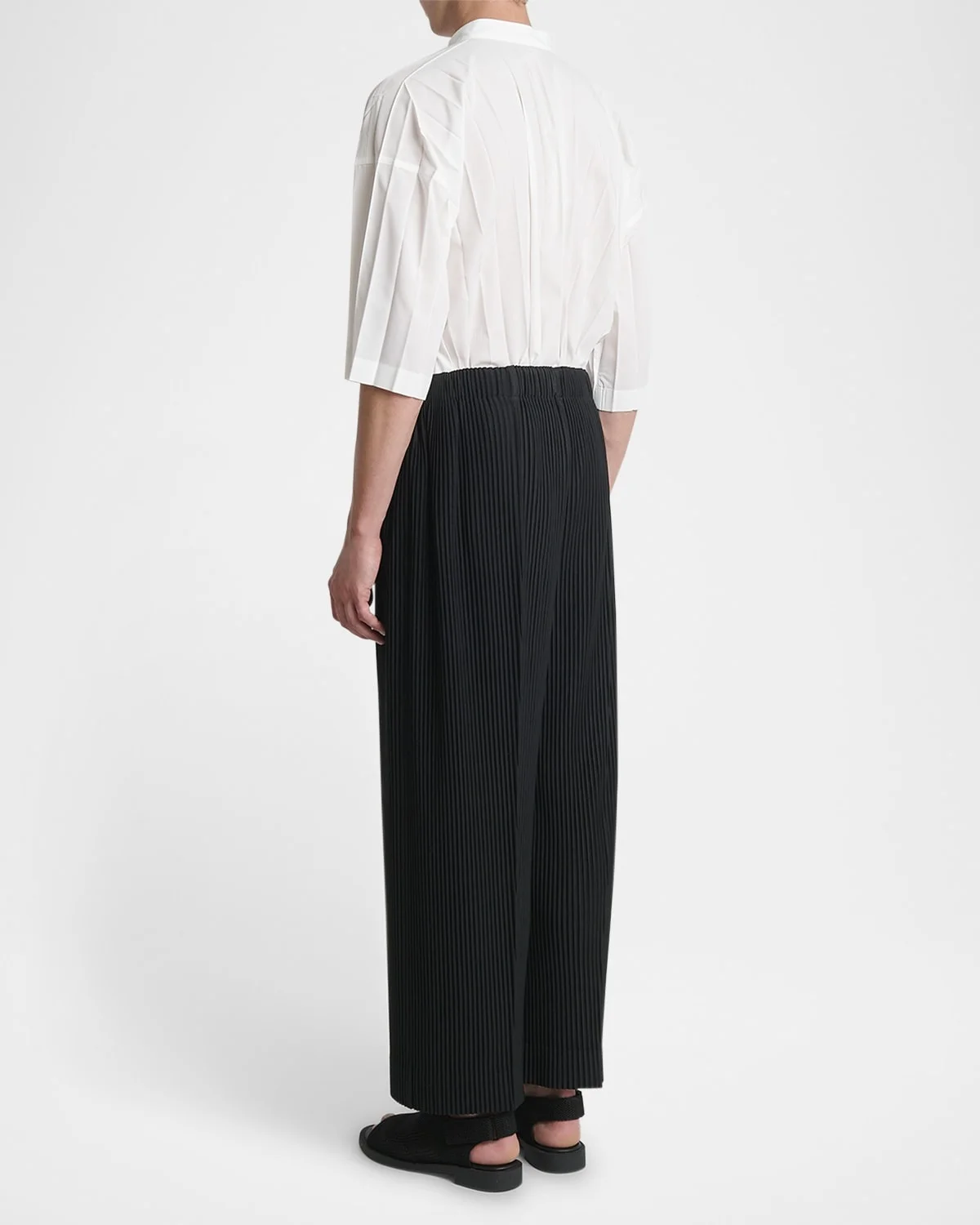 Miyake Men's Pleated Pants Wide Leg Loose Fit Fashion Trousers