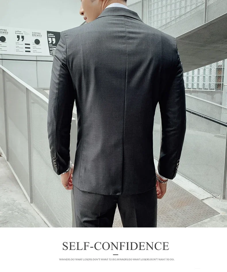 Suit Men's (Blazer+ Vest + Pants) 2025 Business Gentleman Fashionable and Fitted Casual Work Solid-color Wedding Best Man Suit