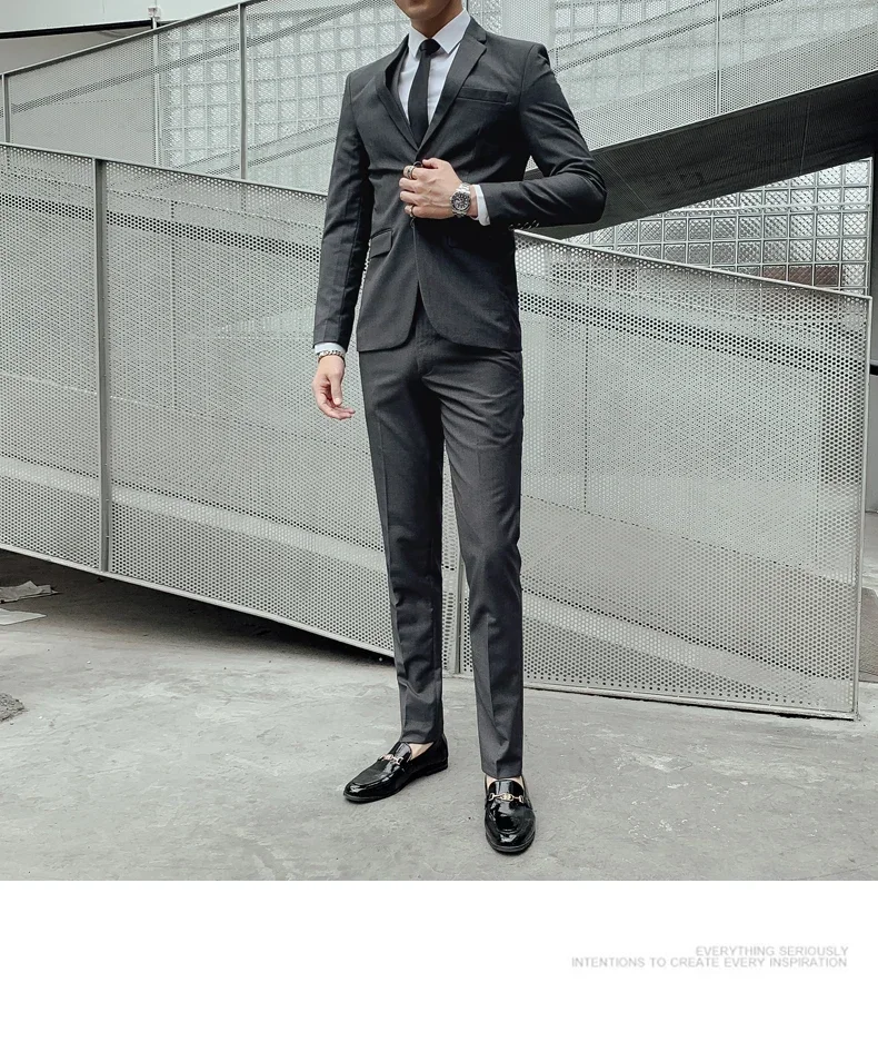 Suit Men's (Blazer+ Vest + Pants) 2025 Business Gentleman Fashionable and Fitted Casual Work Solid-color Wedding Best Man Suit