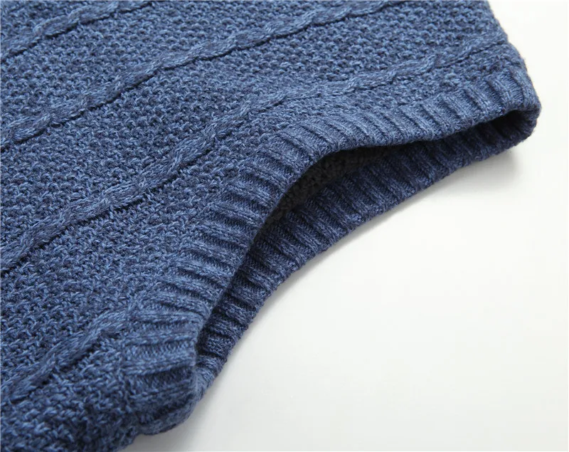 Winter Vest Men Sweater Zipper Warm Thick Male Cardigan Clothing Fleece Wool Liner Sleeveless Jackets Vintage Black Red