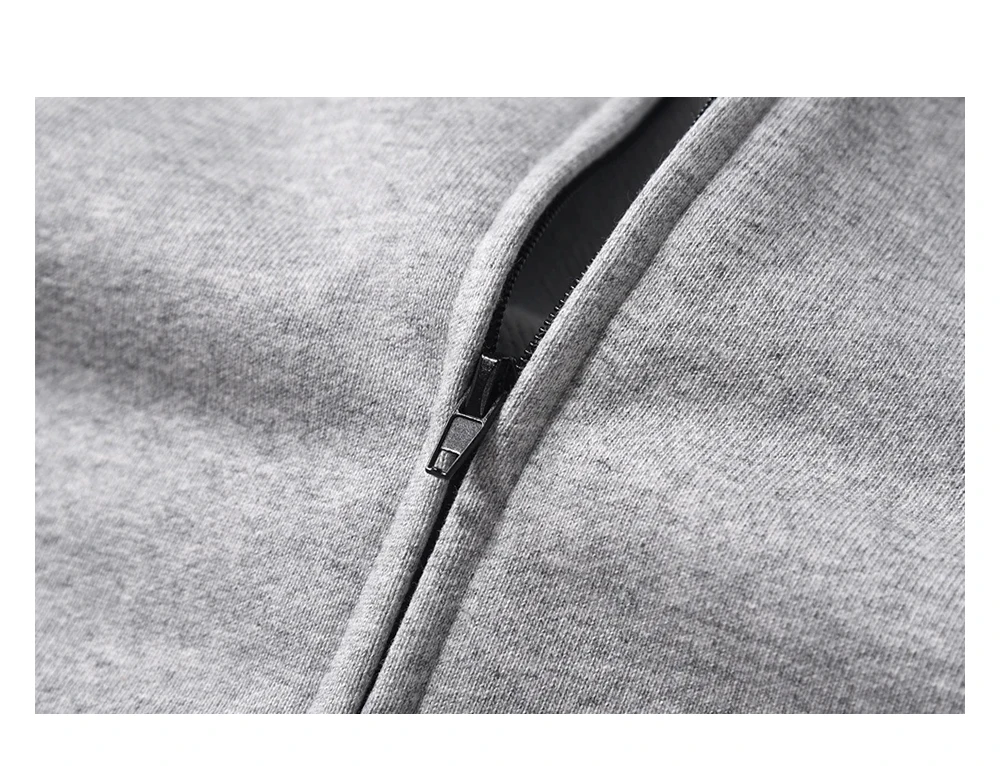 Simple Solid Color Hooded Zipper Outerwear Mens Streetwear Casual Long Sleeve Sweatshirts Men