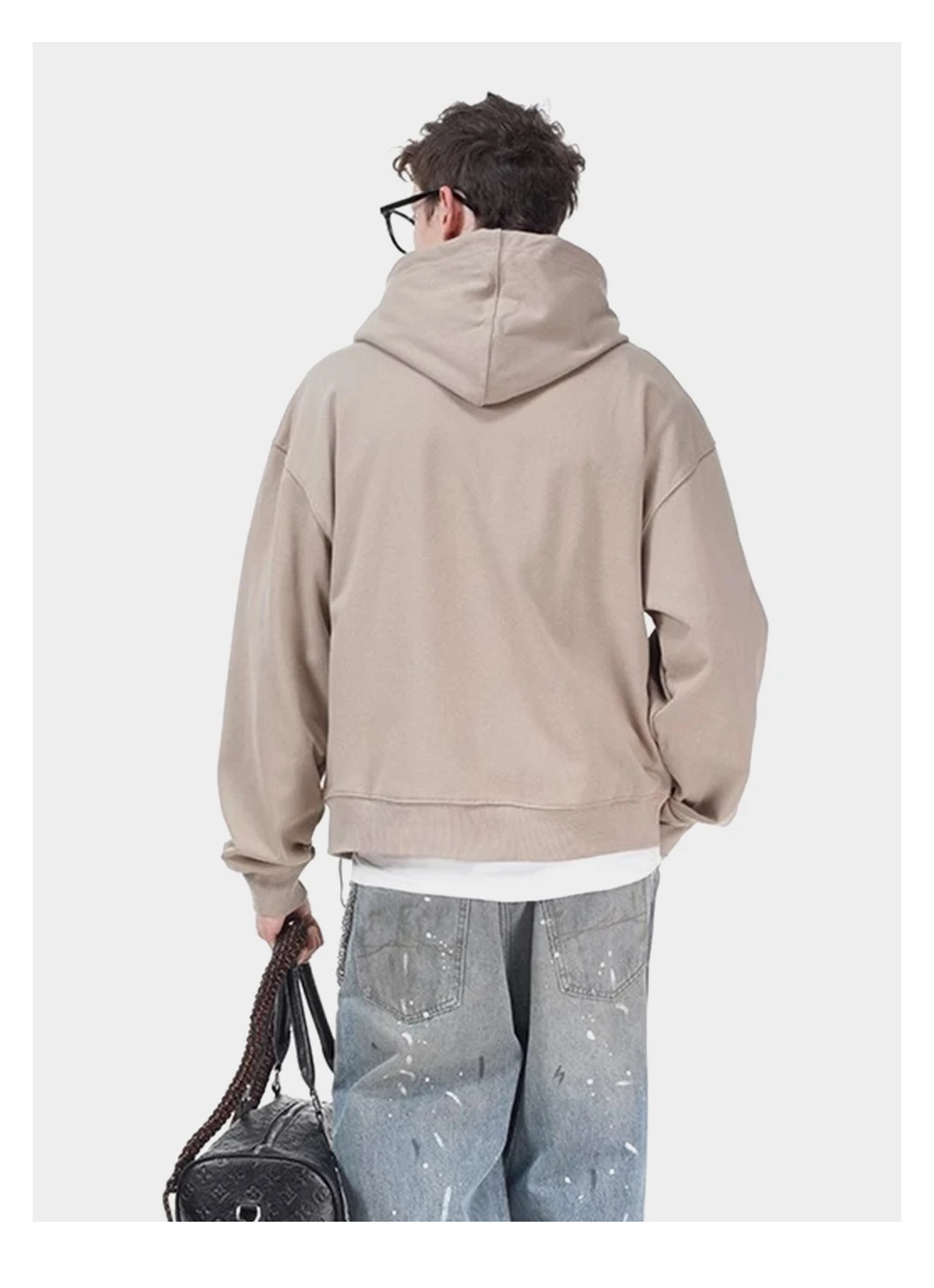 Simple Solid Color Hooded Zipper Outerwear Mens Streetwear Casual Long Sleeve Sweatshirts Men