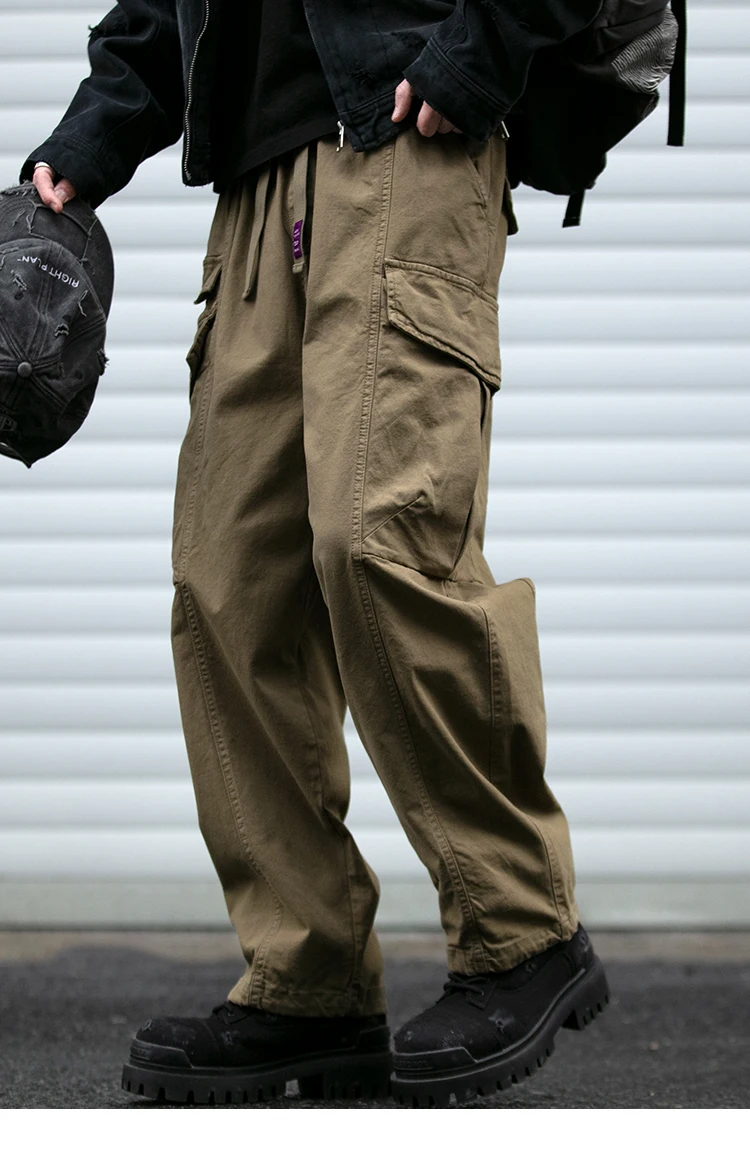 Oversized Cargo Pants For Men Multi Pocket Loose Fit Streetwear Casual American Style Korean Trendy Fashion Straight Leg Pants