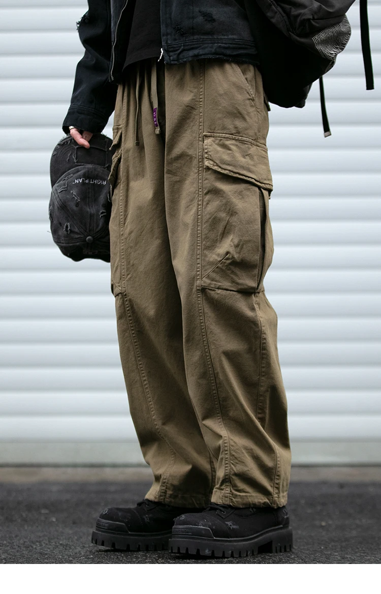 Oversized Cargo Pants For Men Multi Pocket Loose Fit Streetwear Casual American Style Korean Trendy Fashion Straight Leg Pants