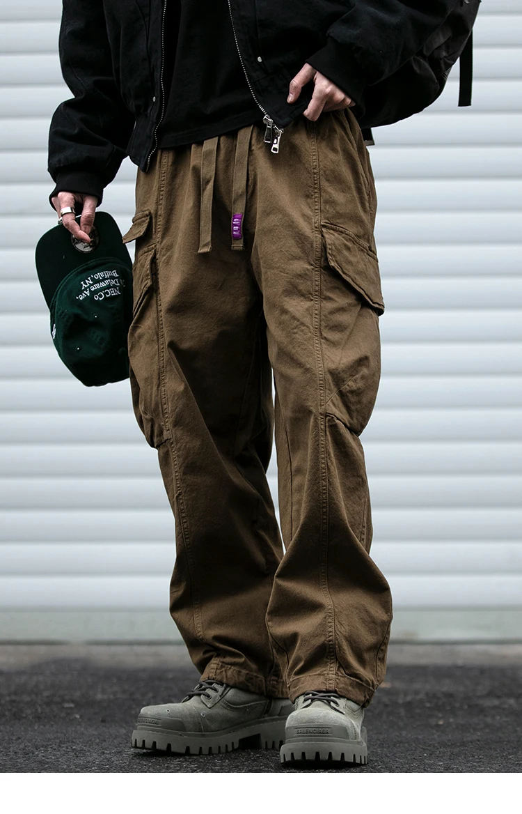 Oversized Cargo Pants For Men Multi Pocket Loose Fit Streetwear Casual American Style Korean Trendy Fashion Straight Leg Pants