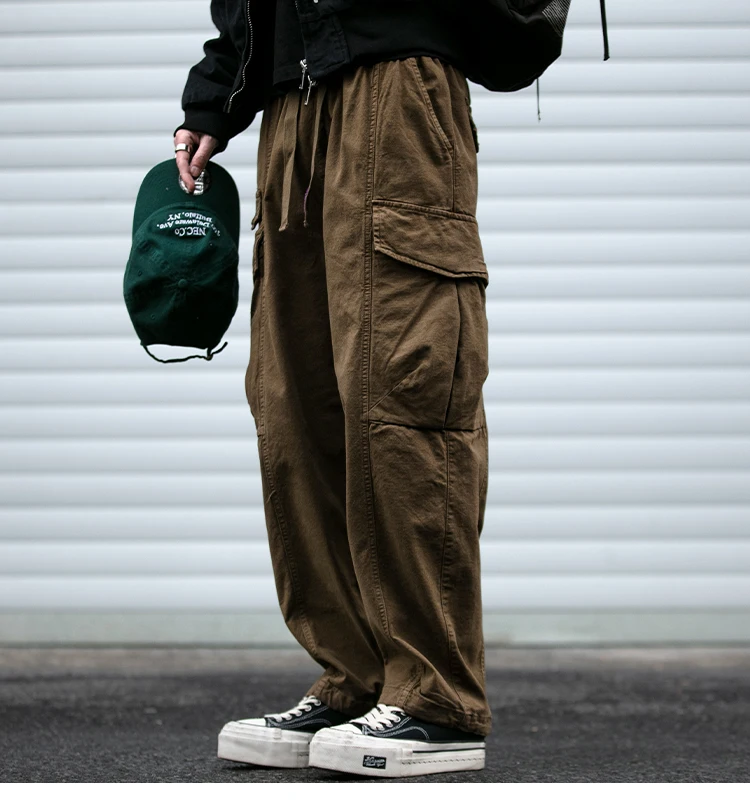 Oversized Cargo Pants For Men Multi Pocket Loose Fit Streetwear Casual American Style Korean Trendy Fashion Straight Leg Pants
