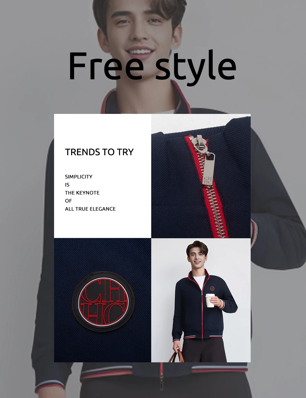 CHCH 2025 Spring New Men's Jackets Solid Sports Jacket Men Business Casual Autumn Thin Coat Zip Up Coat with Pockets Clothing