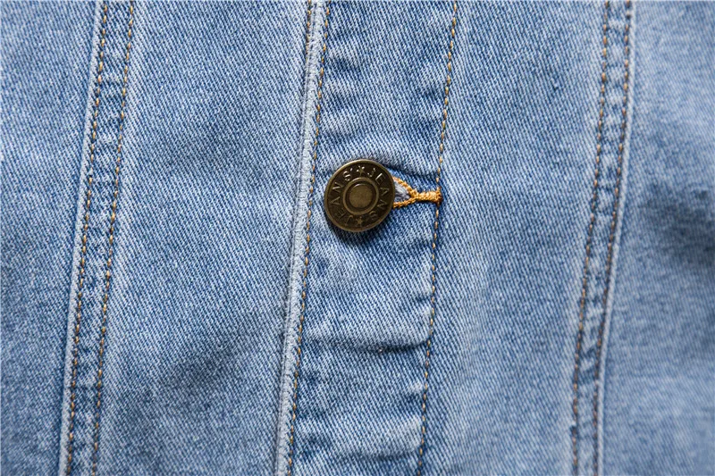 Washed Denim Moto Bike Jeans Jacket Long Sleeve Pockets For Men Blue Black