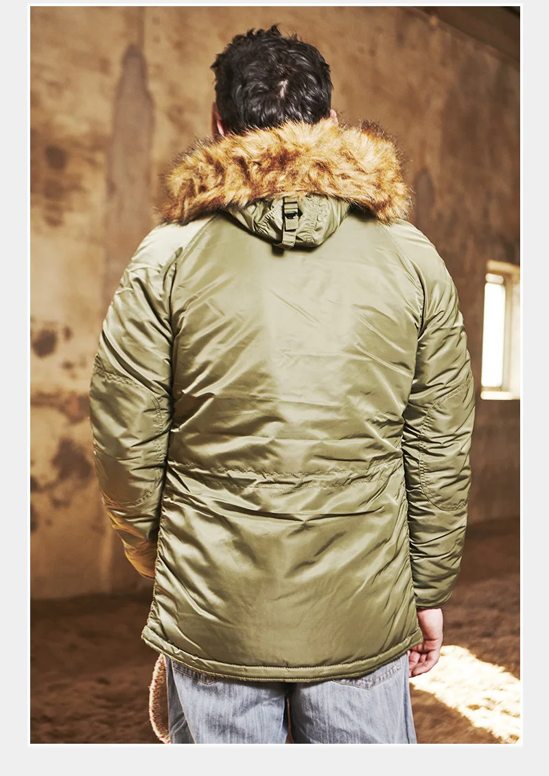 MGP Men's winter standard jacket classic n-3b parka for extreme cold weather waterproof removable faux fur around Hood