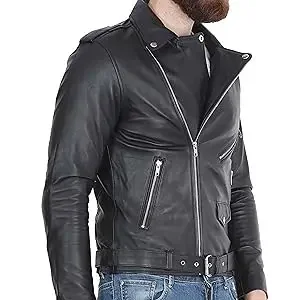 Men Leather Jacket -imitation Lambskin Winter Vintage Motorcycle Biker Jacket, Moto Riding & Racing Jacket