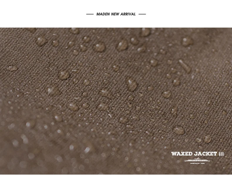 Maden Vintage Stand Collar Oil Waxed Jacket Ⅲ Version for Men's Waterproof Canvas Solid Color Classic Hunting Coat for Autumn