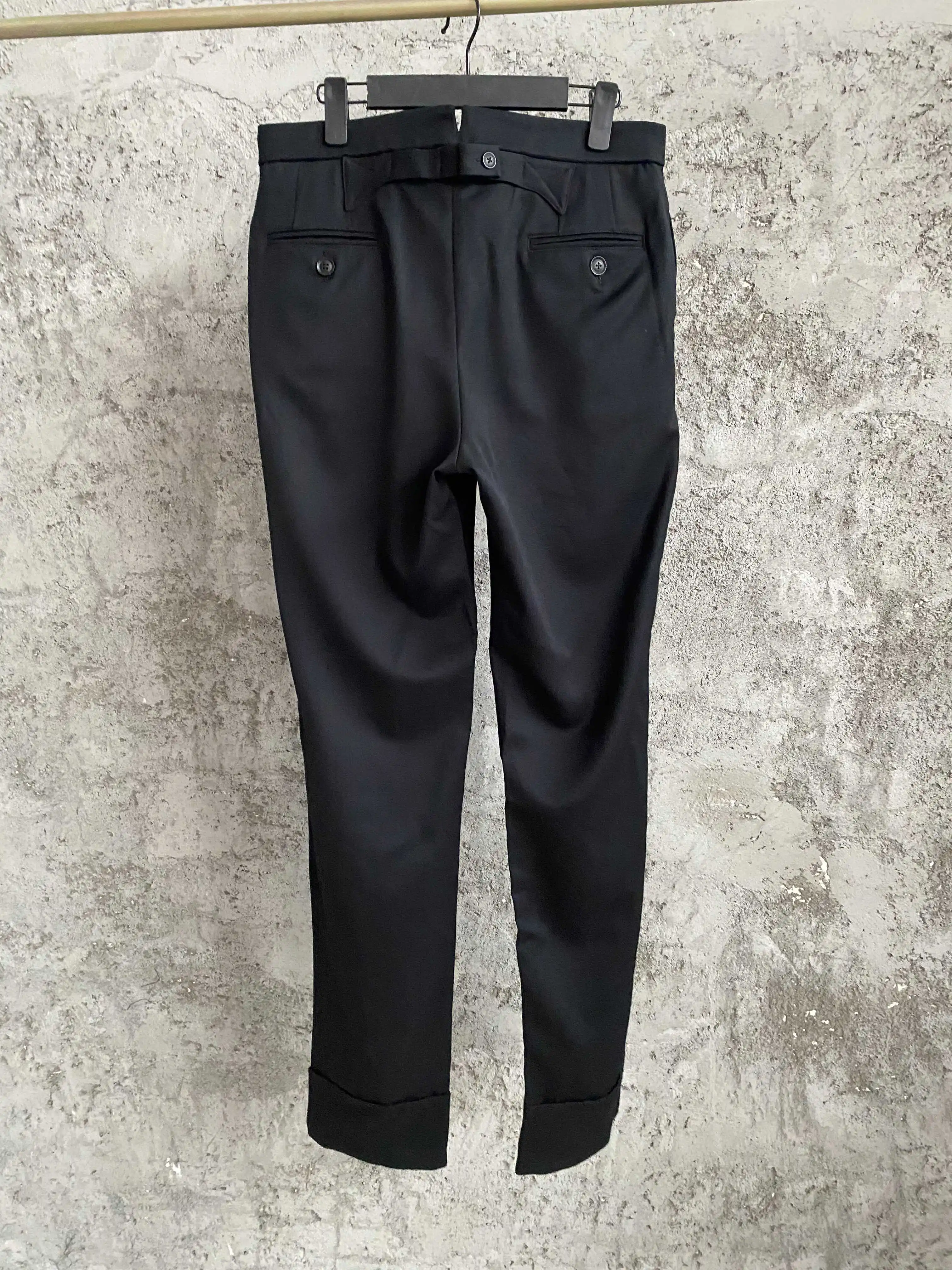 TOP-YAMAMOTO original design wool design asymmetrical pants, casual pants, loose long pants