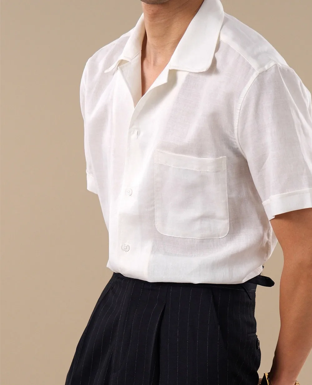Wedding Shirt Men Linen Blend Breathable Ramie Shirt Men Short Sleeved Solid Color Cuban Collar Shirt Camisa Masculina Social