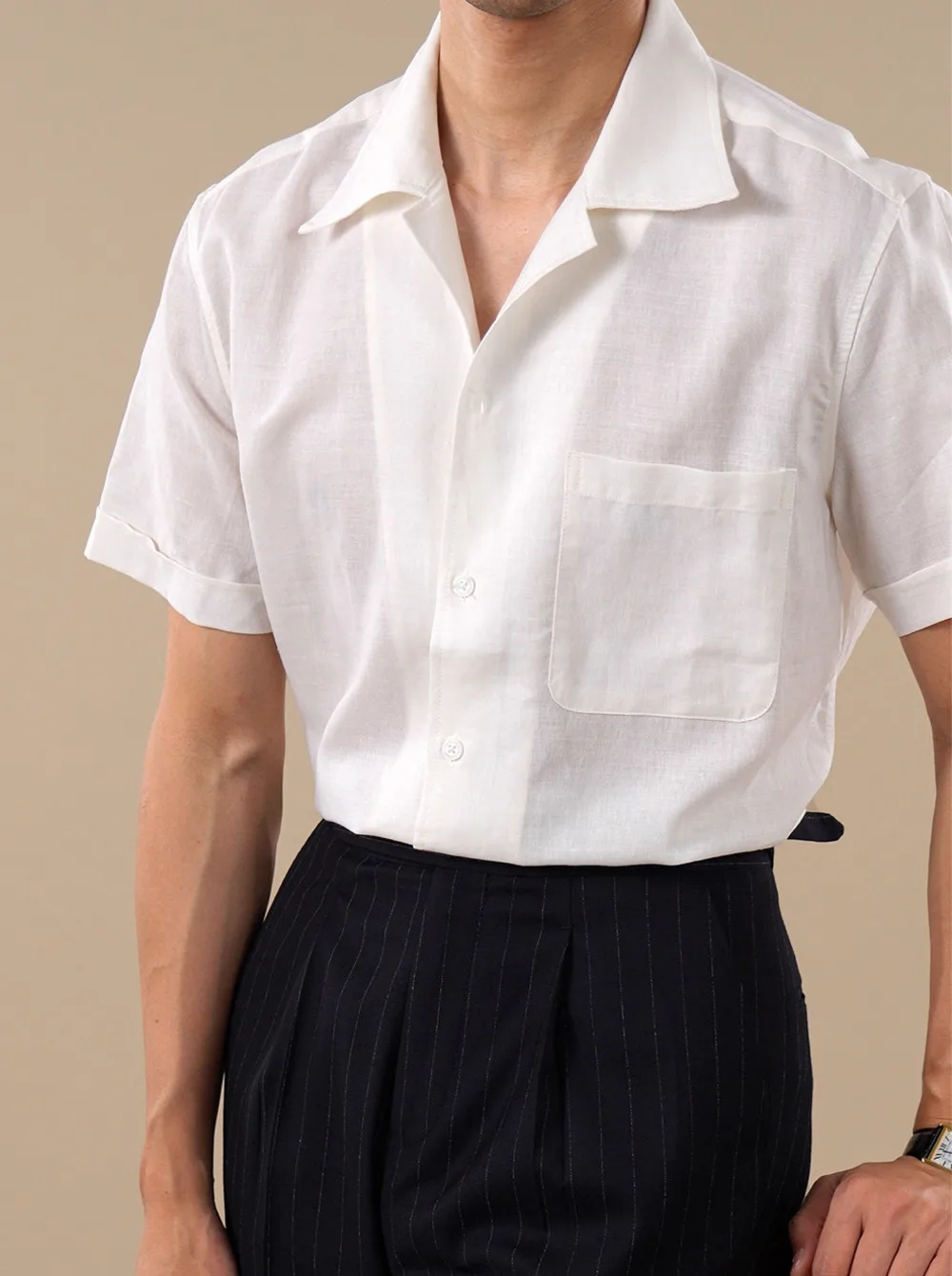 Wedding Shirt Men Linen Blend Breathable Ramie Shirt Men Short Sleeved Solid Color Cuban Collar Shirt Camisa Masculina Social