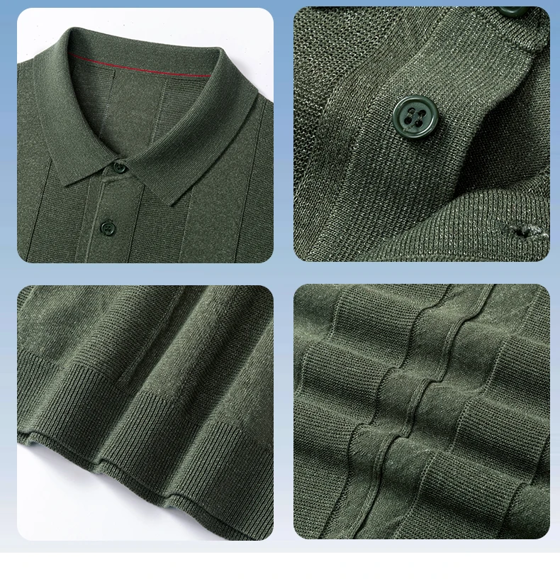 Good Lyocell 59.4% Knit Polo Men 2026 Summer Trendy Breathable Knitwear Short Sleeve Tops Turn Down Collar Linen Knitting Shirt