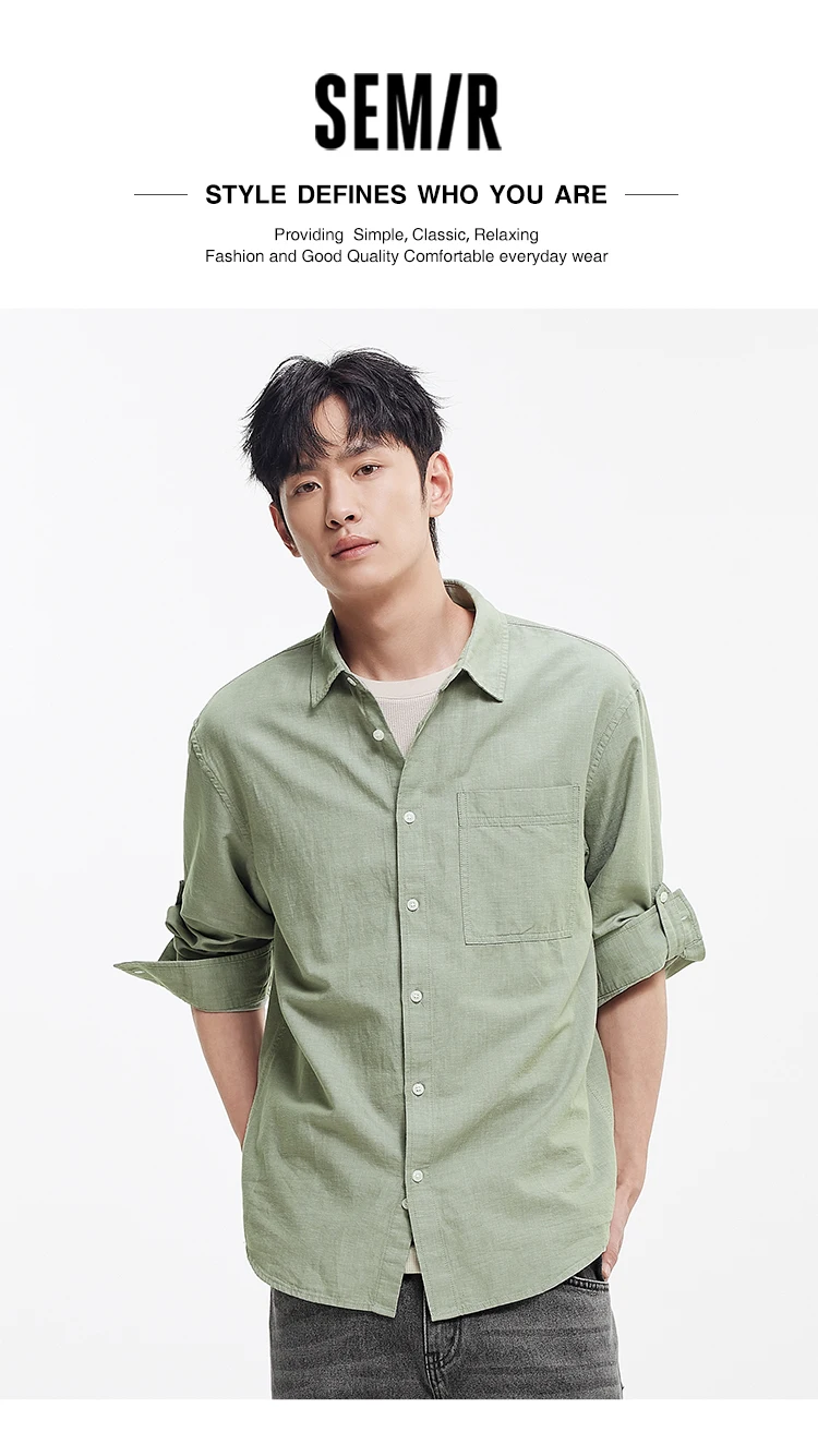 Semir Long Sleeve Shirt Men Cotton and Linen Shirt Coat 2025 New Summer Style Top for Commuting and Leisure