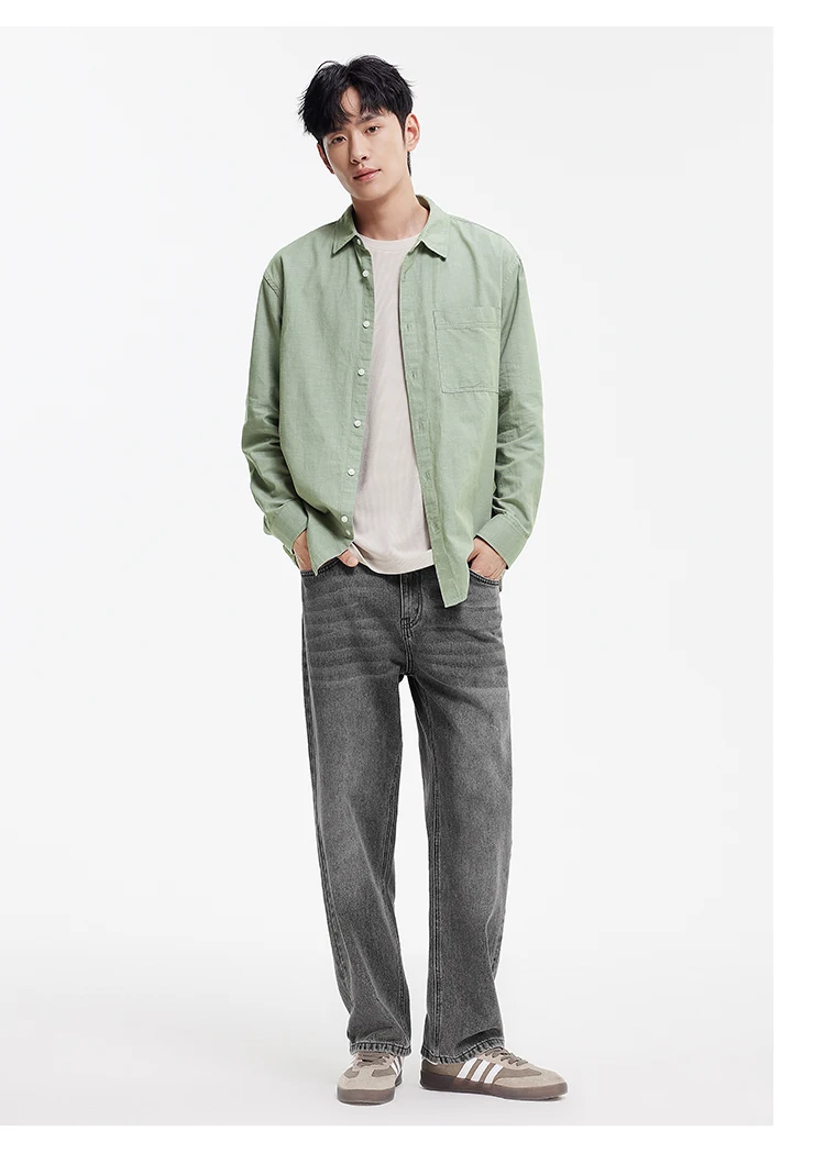 Semir Long Sleeve Shirt Men Cotton and Linen Shirt Coat 2025 New Summer Style Top for Commuting and Leisure