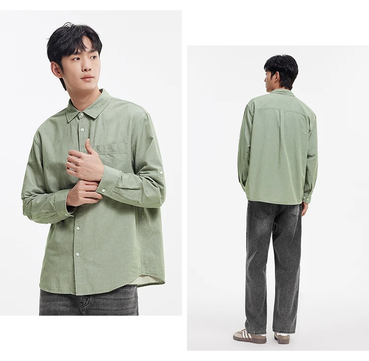 Semir Long Sleeve Shirt Men Cotton and Linen Shirt Coat 2025 New Summer Style Top for Commuting and Leisure