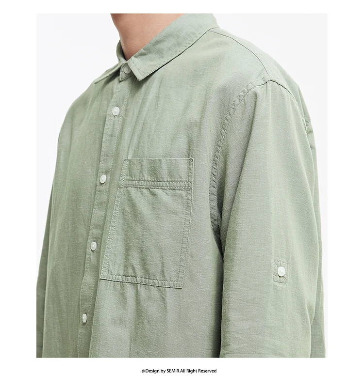 Semir Long Sleeve Shirt Men Cotton and Linen Shirt Coat 2025 New Summer Style Top for Commuting and Leisure