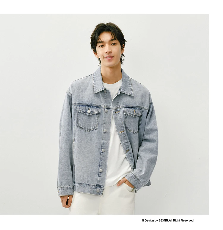 Semir Retro Jacket Unisex 2026 Spring Denim Loose Lapel Casual Versatile Fashion Comfortable Daily Wear Outerwear