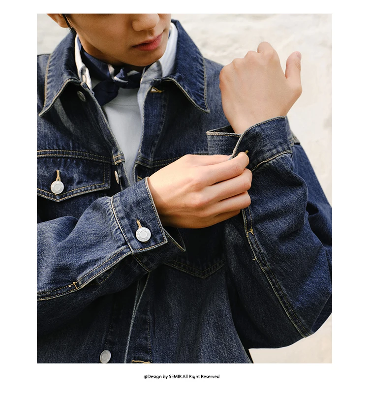 Semir Retro Jacket Unisex 2026 Spring Denim Loose Lapel Casual Versatile Fashion Comfortable Daily Wear Outerwear