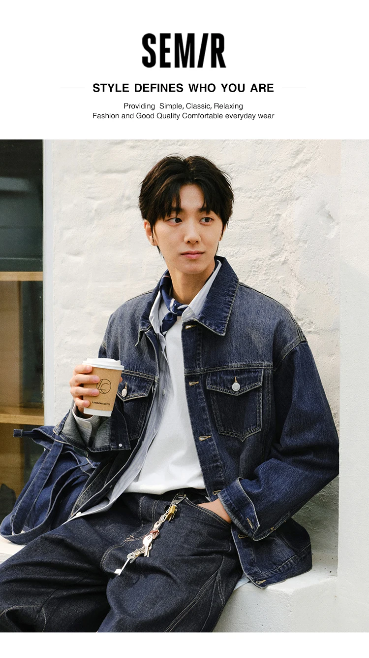 Semir Retro Jacket Unisex 2026 Spring Denim Loose Lapel Casual Versatile Fashion Comfortable Daily Wear Outerwear