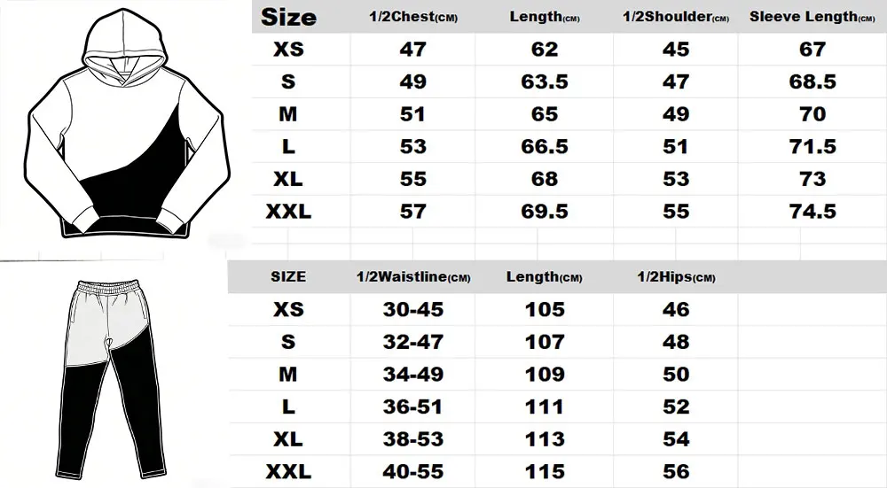 SY-116 Jogging Streetwear Hoodies Trousers Set Tracksuit Men Clothing Y2k Cotton Sweatshirts Tops Pants Mens Clothes Black