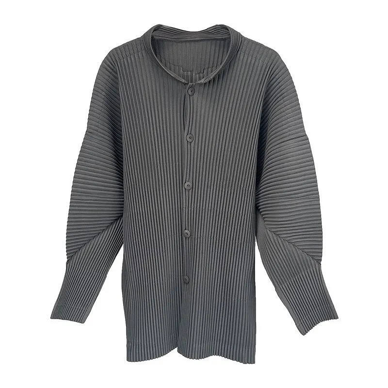 Pleated Long Sleeve Mens Shirt Jacket Simple Lapel Top Coat Jacket Stretch Straight Nine Pants Casual Harlequin Pants Set