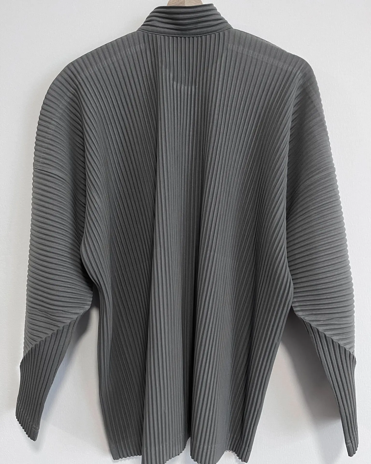 Pleated Long Sleeve Mens Shirt Jacket Simple Lapel Top Coat Jacket Stretch Straight Nine Pants Casual Harlequin Pants Set