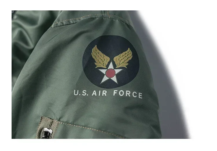 Men Vintage 1955 USAF MA-1 Pilot Bomber Jacket Military Windproof Coat Spring Winter Retro Outerwear for Daily Riding heavy weig