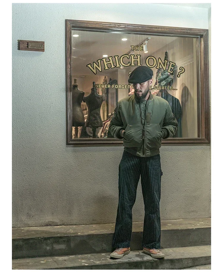 Men Vintage 1955 USAF MA-1 Pilot Bomber Jacket Military Windproof Coat Spring Winter Retro Outerwear for Daily Riding heavy weig