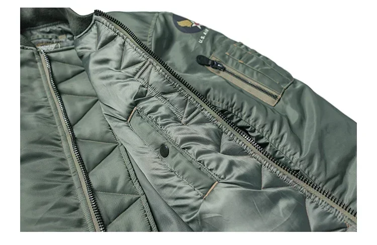 Men Vintage 1955 USAF MA-1 Pilot Bomber Jacket Military Windproof Coat Spring Winter Retro Outerwear for Daily Riding heavy weig