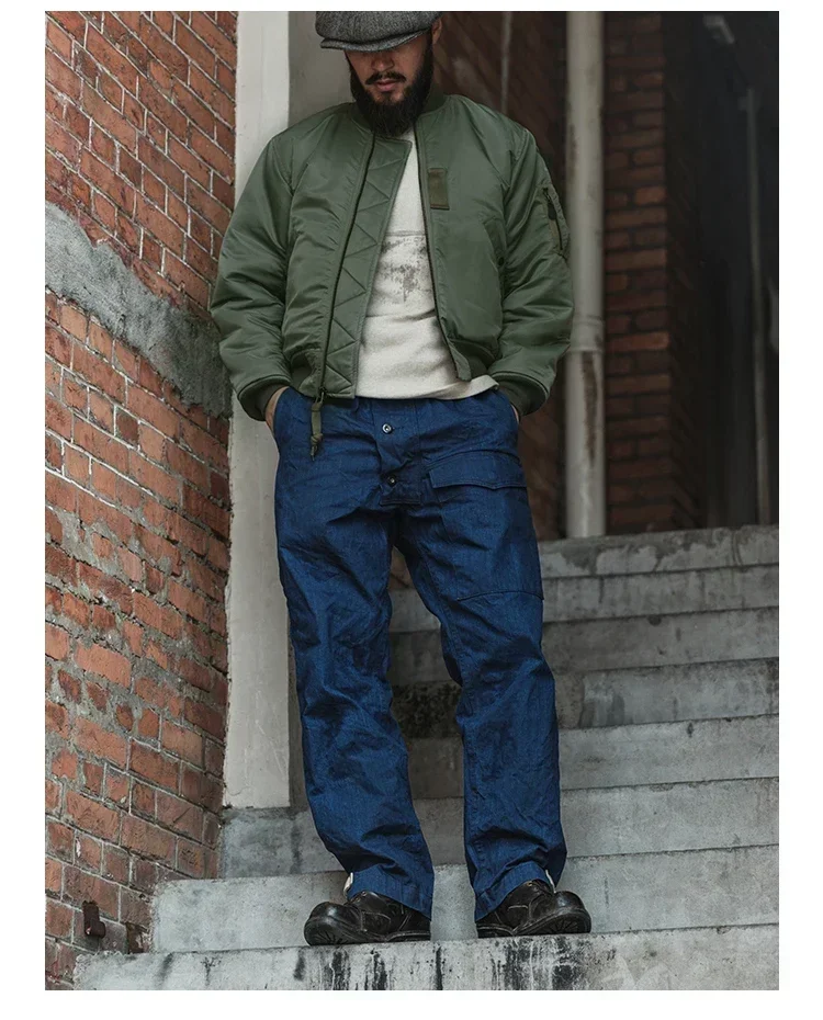 Men Vintage 1955 USAF MA-1 Pilot Bomber Jacket Military Windproof Coat Spring Winter Retro Outerwear for Daily Riding heavy weig