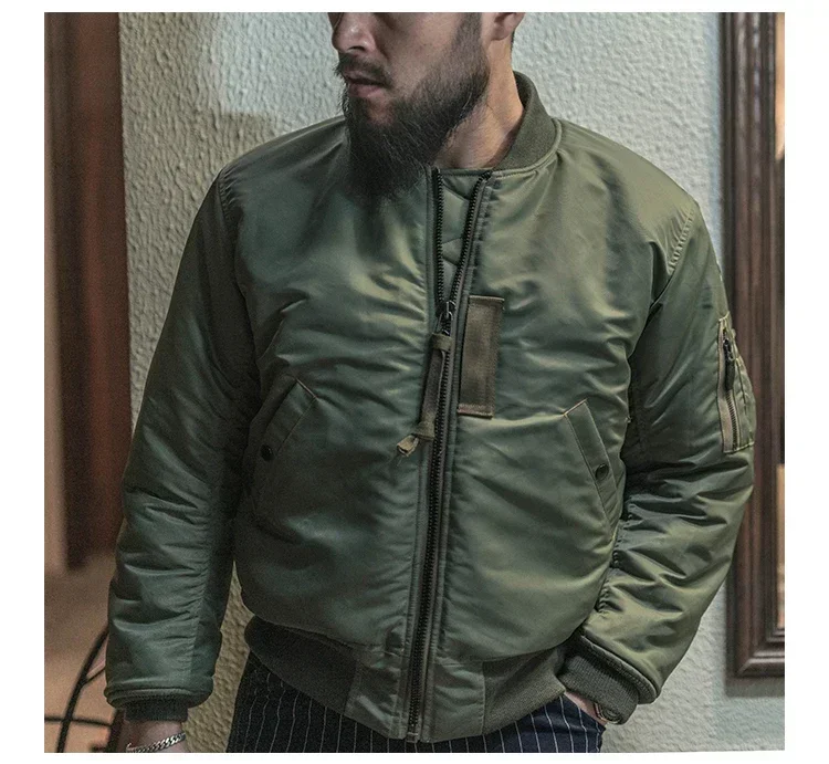 Men Vintage 1955 USAF MA-1 Pilot Bomber Jacket Military Windproof Coat Spring Winter Retro Outerwear for Daily Riding heavy weig