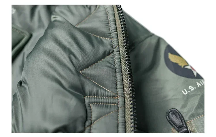Men Vintage 1955 USAF MA-1 Pilot Bomber Jacket Military Windproof Coat Spring Winter Retro Outerwear for Daily Riding heavy weig