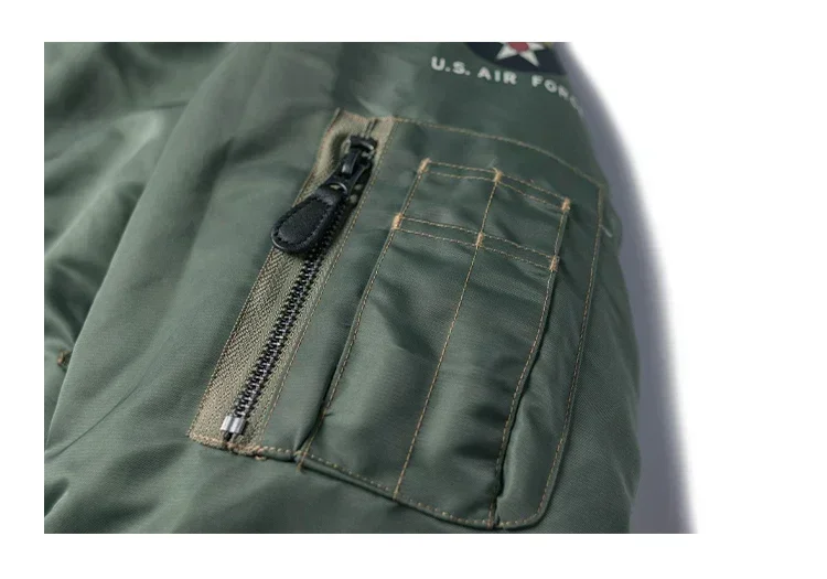 Men Vintage 1955 USAF MA-1 Pilot Bomber Jacket Military Windproof Coat Spring Winter Retro Outerwear for Daily Riding heavy weig