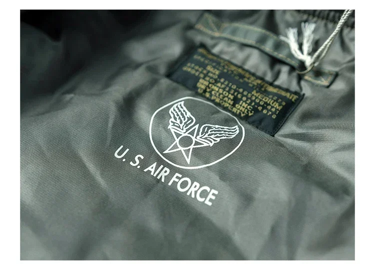 Men Vintage 1955 USAF MA-1 Pilot Bomber Jacket Military Windproof Coat Spring Winter Retro Outerwear for Daily Riding heavy weig