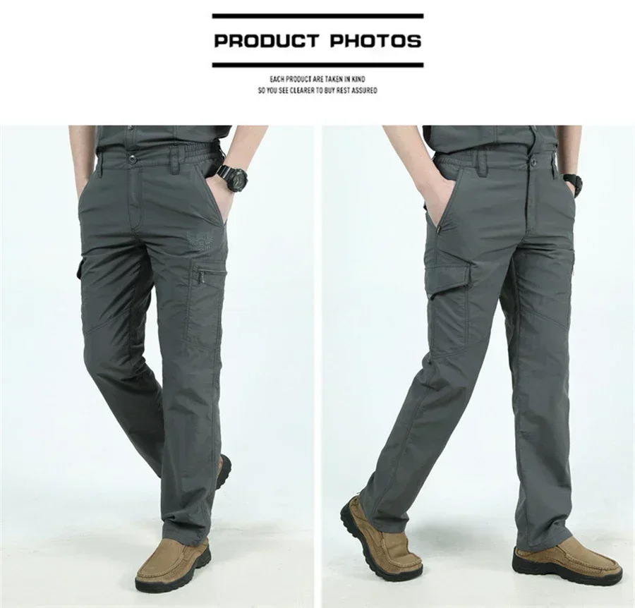 Outdoor Waterproof Tactical Cargo Pants Men Breathable Summer Casual Army Military Long Trousers Male Quick Dry Cargo Pants