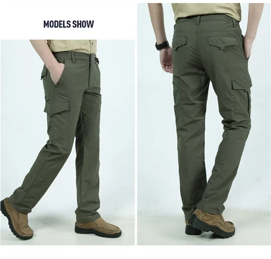 Outdoor Waterproof Tactical Cargo Pants Men Breathable Summer Casual Army Military Long Trousers Male Quick Dry Cargo Pants