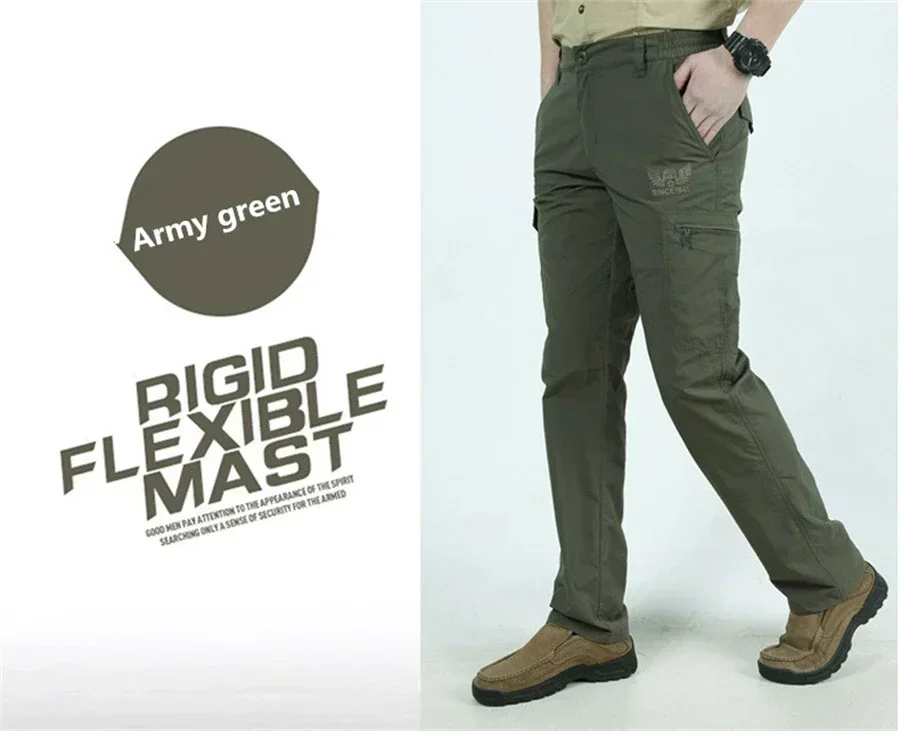 Outdoor Waterproof Tactical Cargo Pants Men Breathable Summer Casual Army Military Long Trousers Male Quick Dry Cargo Pants