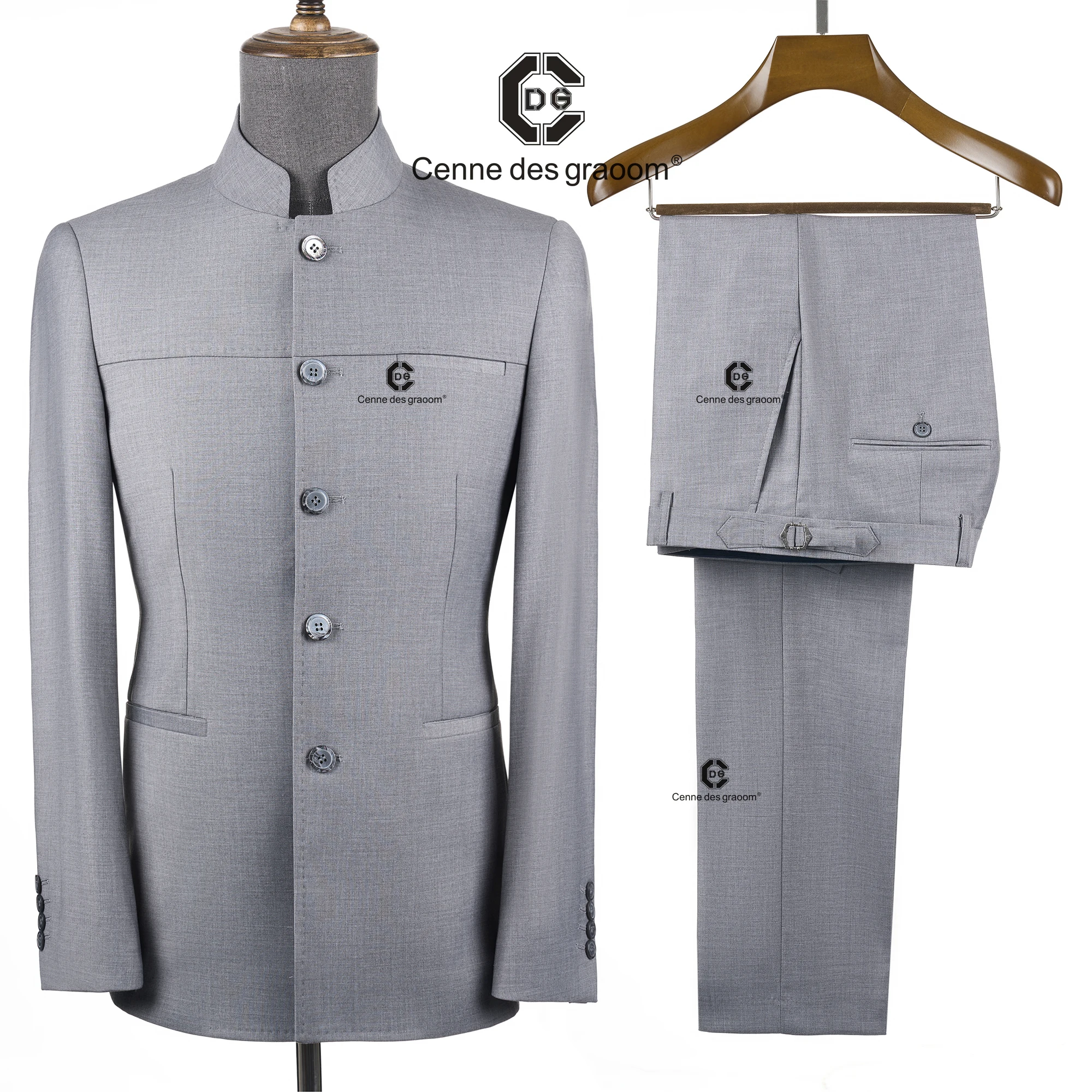 Cenne Des Graoom 2026 Mandarin Collar Suit Traditional Chinese Tunic Clothing Jacket Pants Formal Casual Official Daily Wear