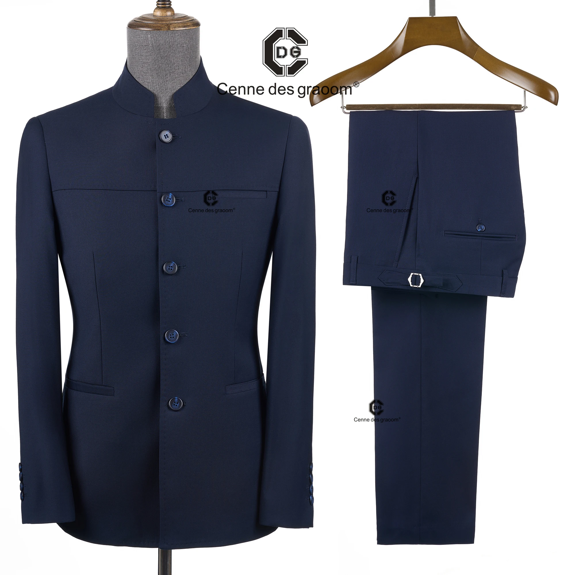 Cenne Des Graoom 2026 Mandarin Collar Suit Traditional Chinese Tunic Clothing Jacket Pants Formal Casual Official Daily Wear