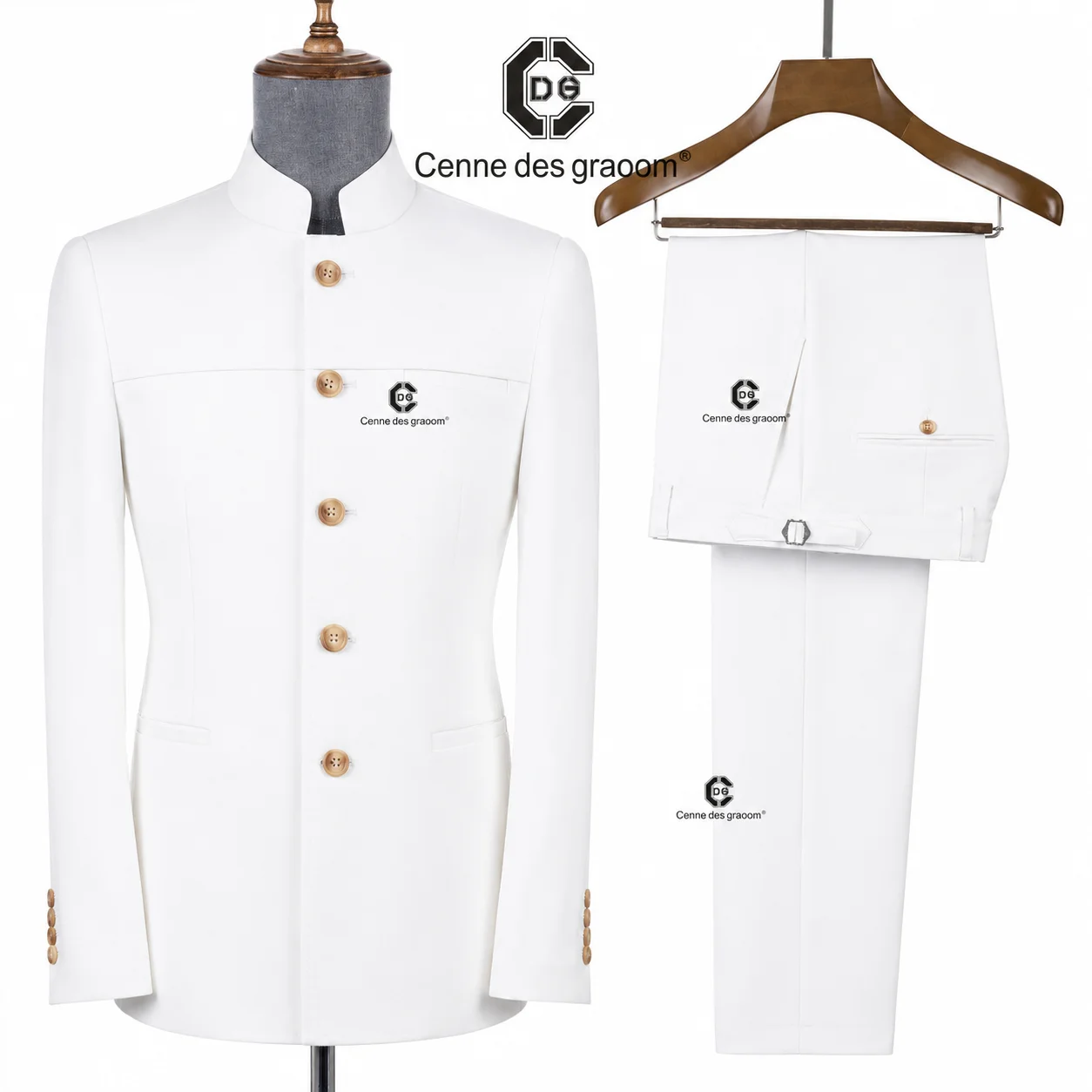Cenne Des Graoom 2026 Mandarin Collar Suit Traditional Chinese Tunic Clothing Jacket Pants Formal Casual Official Daily Wear
