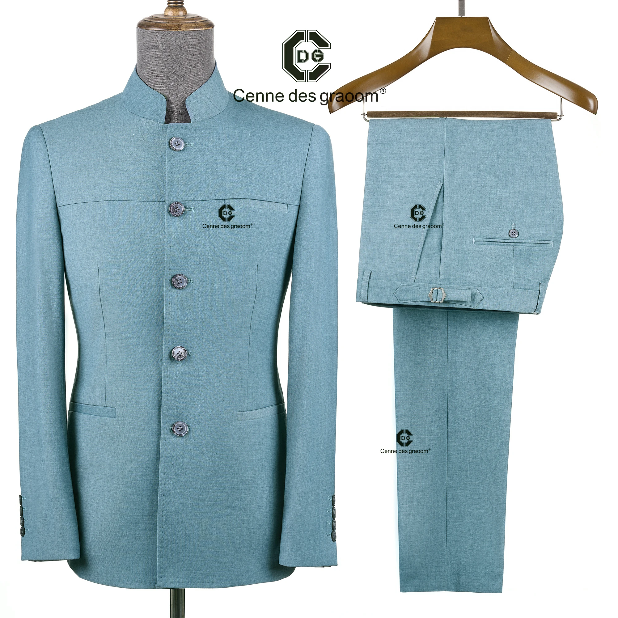 Cenne Des Graoom 2026 Mandarin Collar Suit Traditional Chinese Tunic Clothing Jacket Pants Formal Casual Official Daily Wear