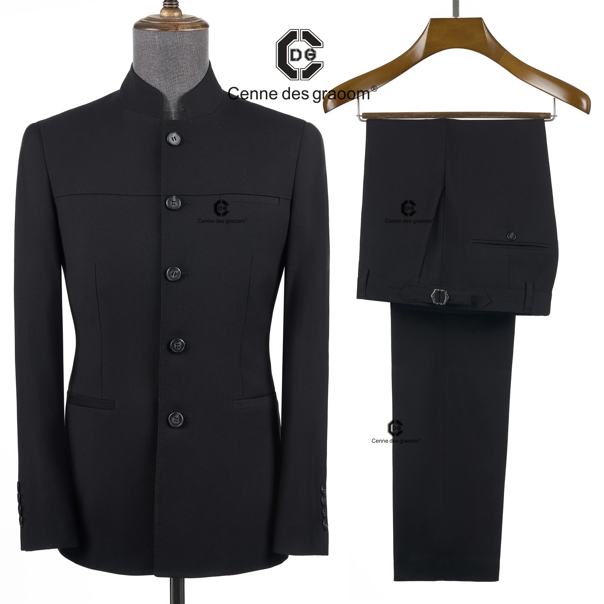 Cenne Des Graoom 2026 Mandarin Collar Suit Traditional Chinese Tunic Clothing Jacket Pants Formal Casual Official Daily Wear