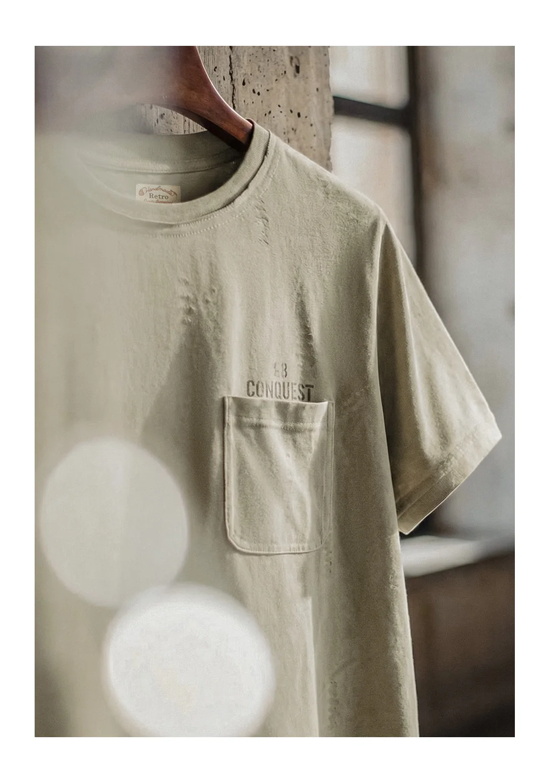 Maden Men's Workwear T-Shirt Square Pocket Letter Print Crew Neck Casual Short Sleeve Summer Lightweight Streetwear Top