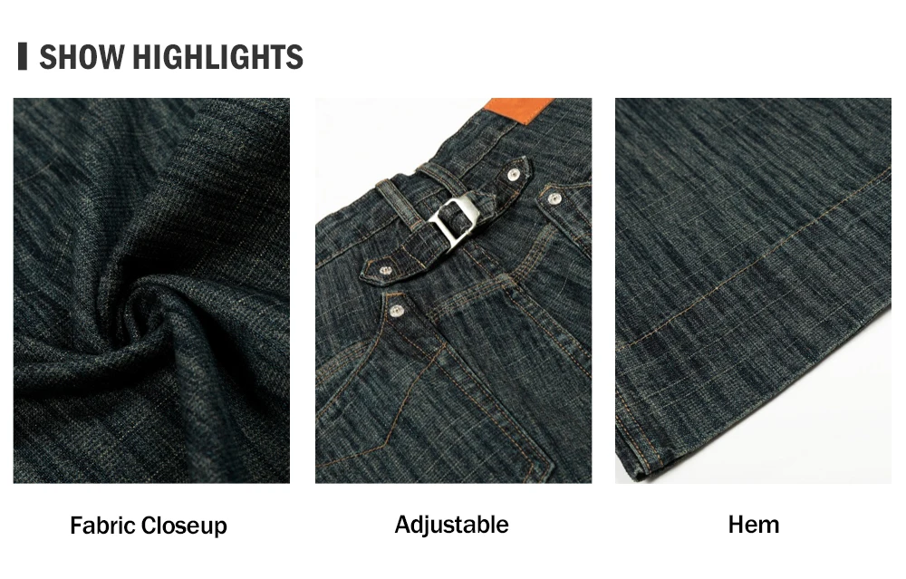 Pocket Spliced Jeans Mens Retro Washed Distressed Casual Straight Baggy Wide Leg Denim Pants Man