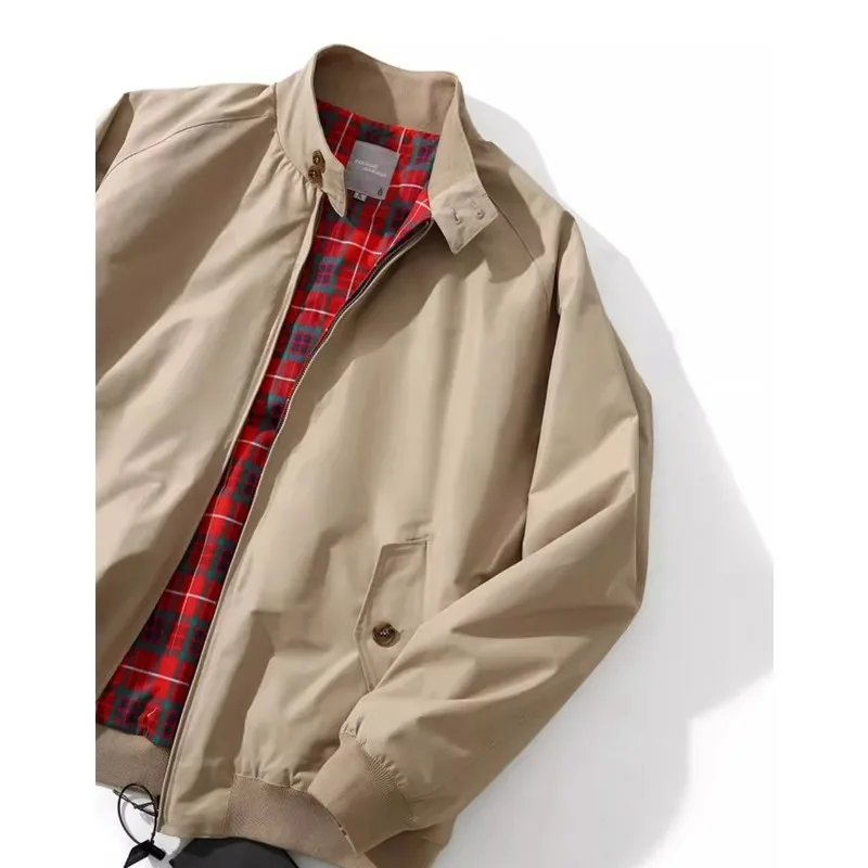 Spring Autumn Men Coat American Retro Thin Stand Collar Long Sleeve Male Outerwear Simple Solid Color Versatile Man Jacket